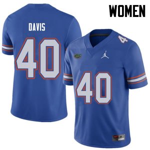 Women's Florida Gators #40 Jarrad Davis NCAA Jordan Brand Royal Authentic Stitched College Football Jersey CMB7462RX